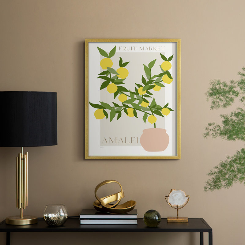 Affiche Amalfi Lemon, reproduction encadrée - bois massif, H 11 po x l 9 po, Doré
