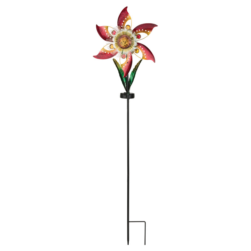 Piquet de jardin à énergie solaire en métal et acrylique 38 "avec lumière DEL intégrée et capteur automatique Kynsleigh - orange