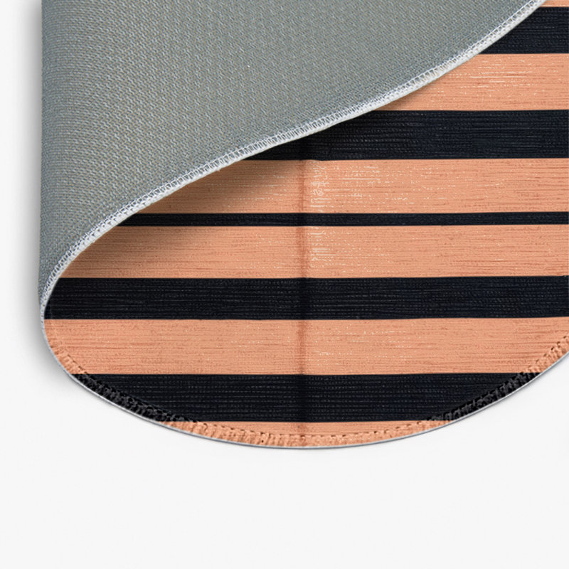 Tapis intérieur / extérieur rose HorizontalStripes, Rond 5 pi