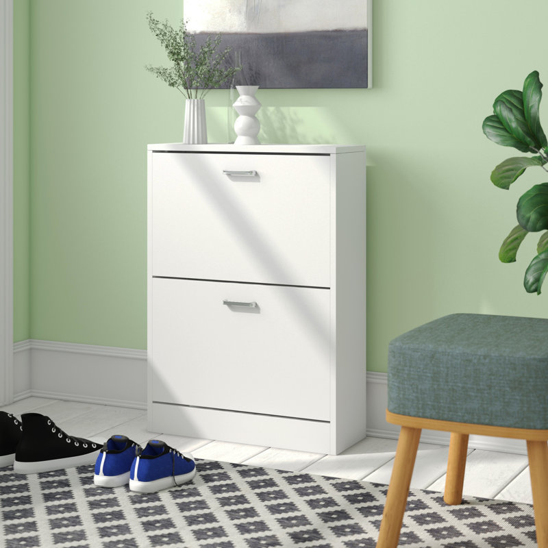 12 Pair Flip Down Shoe Storage, White