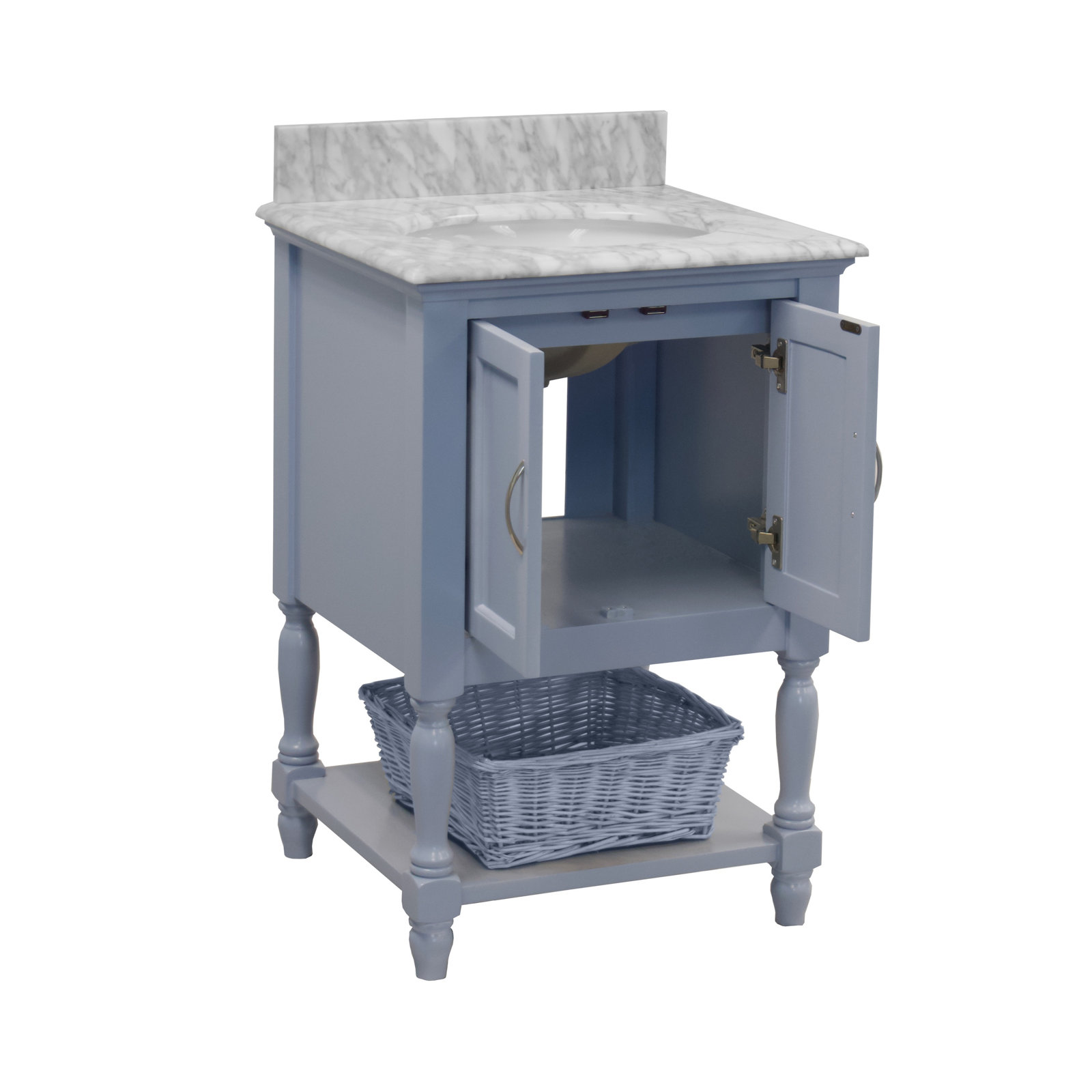 24'' Single Bathroom Vanity, Carrara Marble, Powder Blue
