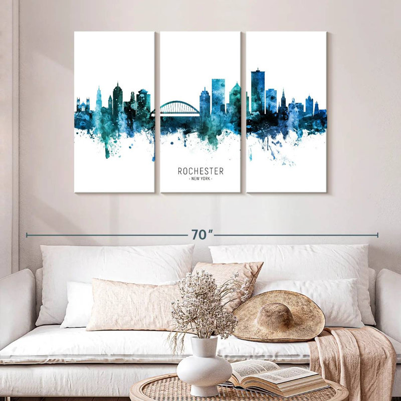 R roulant Rochester New York Skyline II, H 32 po x l 50 po