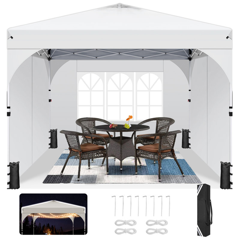 10x10 Pop up Canopy, Canopy Tent 10x10 with 3 Sidewalls, 1 Person Easy Set up, Tents for Parties, White 2