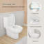 Toilette monobloc à double chasse d'eau siphonique 0,8/1,28 GPF, cuvette allongée confort ADA de 17 po avec entraxe de 12 po, abattant et couvercle à fermeture amortie, blanche-135562574