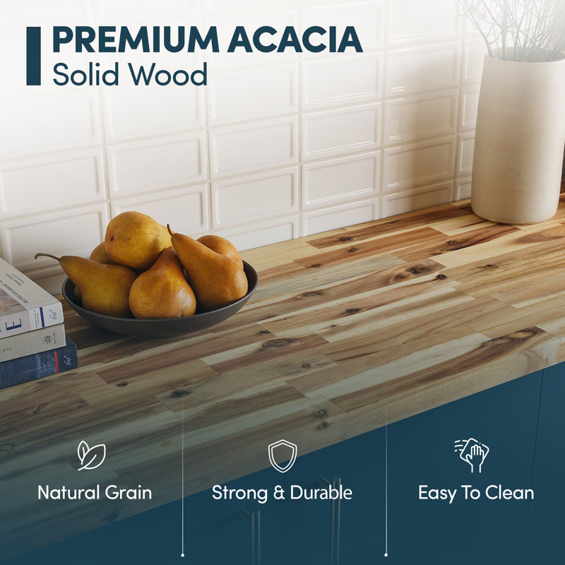 Acacia Butcher Block Counter Top, 1.5" H x 48" W x 25" D