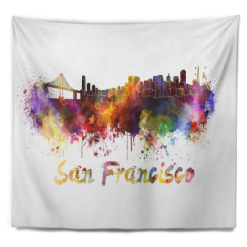Tapisserie de san francisco skyline Cityscape, H 32 po x l 39 po
