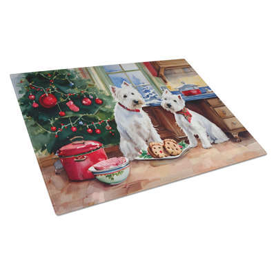 Westie Christmas Cookies Glass Cutting Board