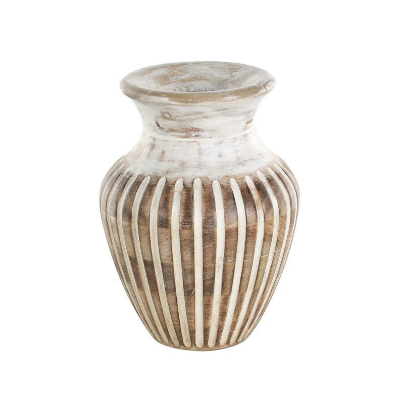 Vase décoratif en bois de manguier brun Caidence