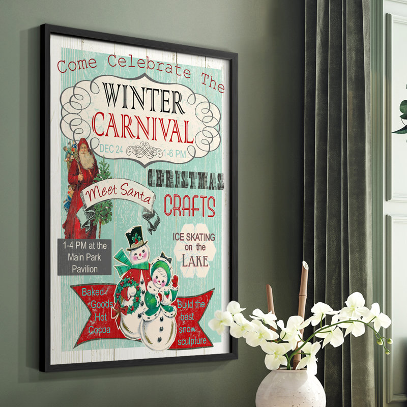 Bright Christmas Carnival, reproduction encadrée - bois massif, Noir, H 28 po x l 22 po
