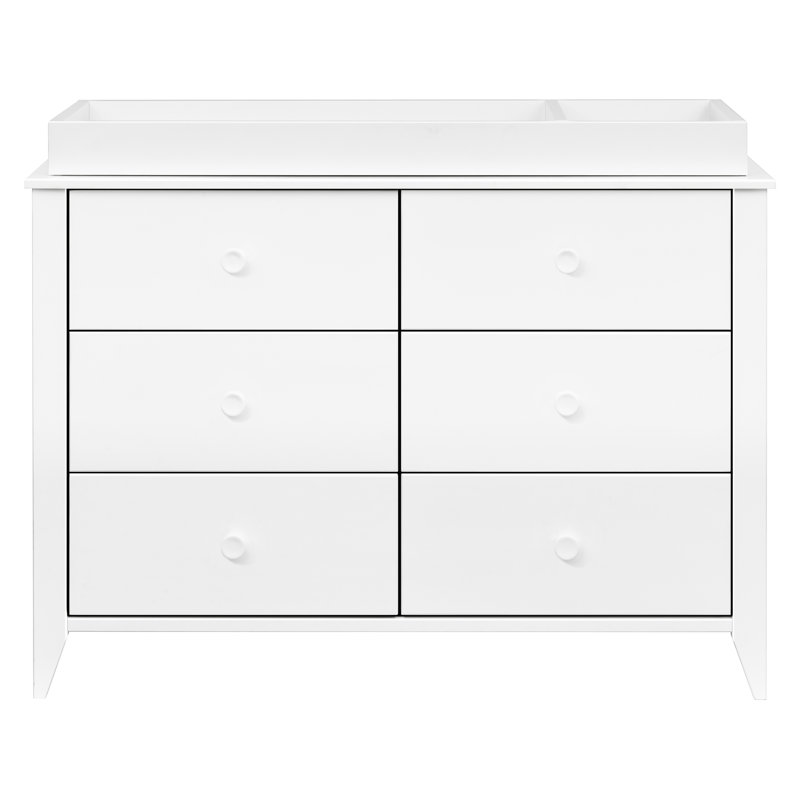 White Pinewood 6-Drawer Scandinavian Double Dresser