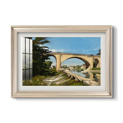 Le pont du canal de Briare, 1888 - Henri Harpignies - Estampe encadrée sur mesure
