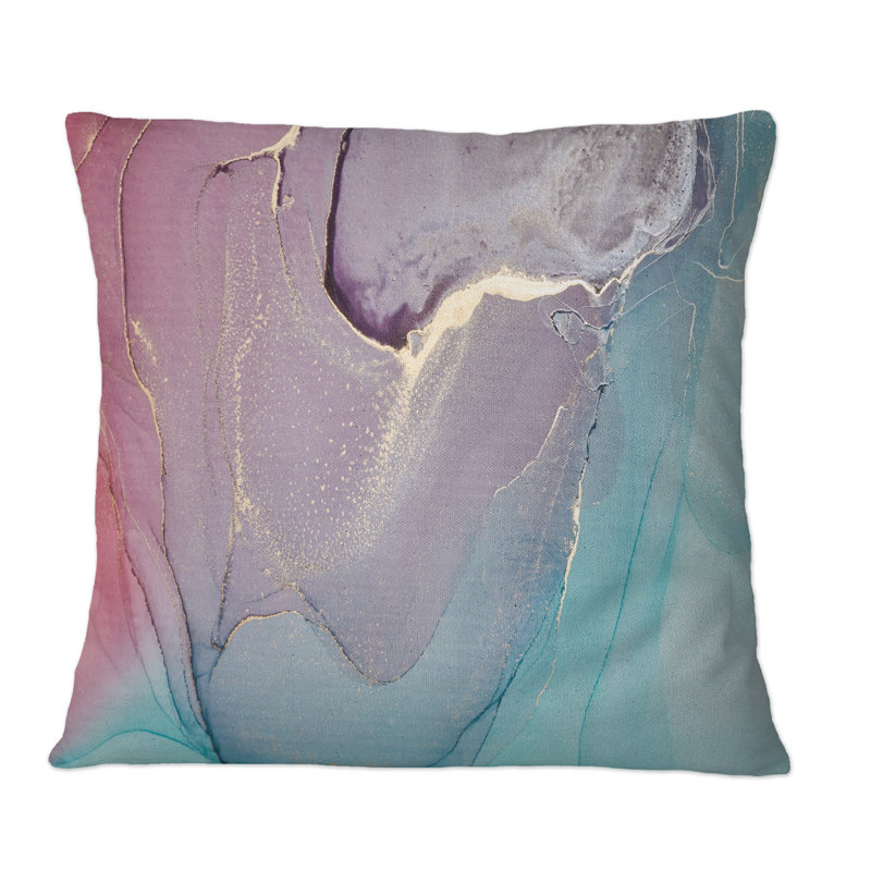 Turquoise et rouge liquide Art I - coussin décoratif imprimé moderne, 16 po x 16 po