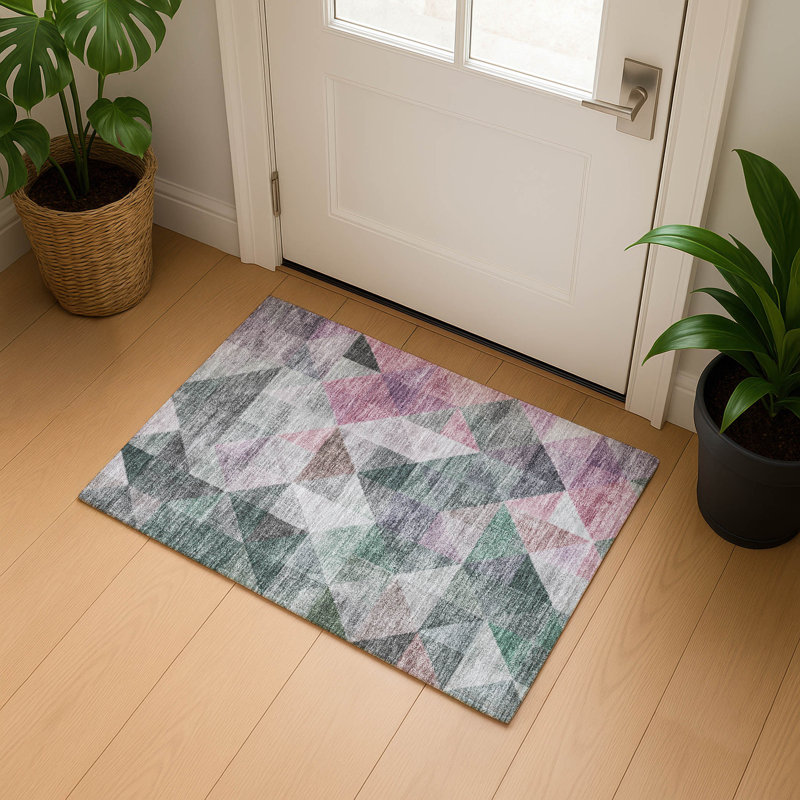 Premium Machine Washable Ariel Geometric Rug, Rectangle 1'8" x 2'6"