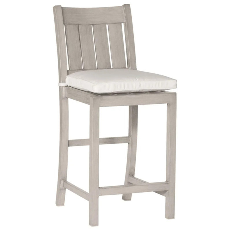 Club 24" Patio Bar Stool with Cushion, No Welt, Natural White, Oyster