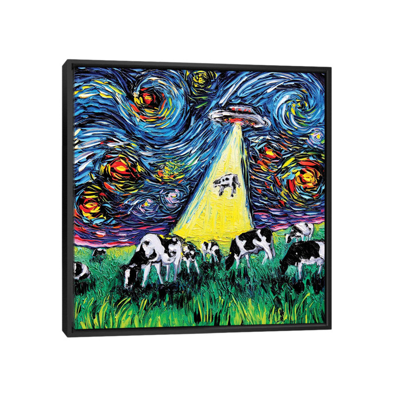 " Van Gogh Was Never Abducted " by Aja Trier, No Mat, 18" H x 18" W x 1.5" D, Black Framed Canvas