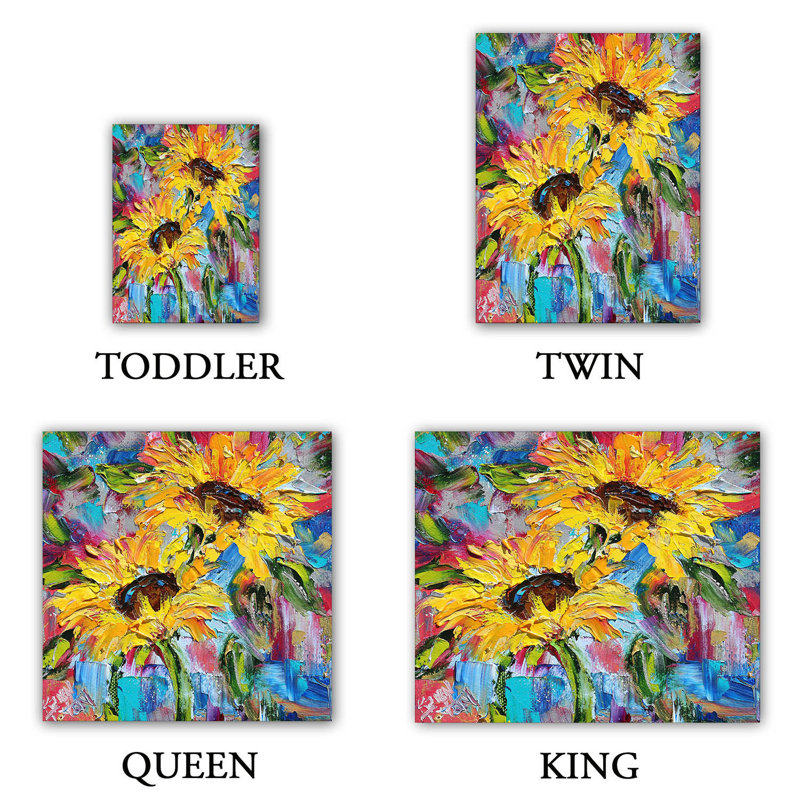 Ensemble de housse de couette joy tournesol, 1 housse de couette grand + 2 taies standards