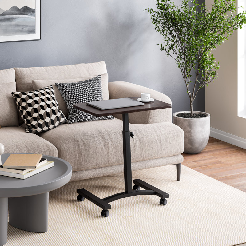  24'' W Rolling Desk or Stand with Wheels, Walnut