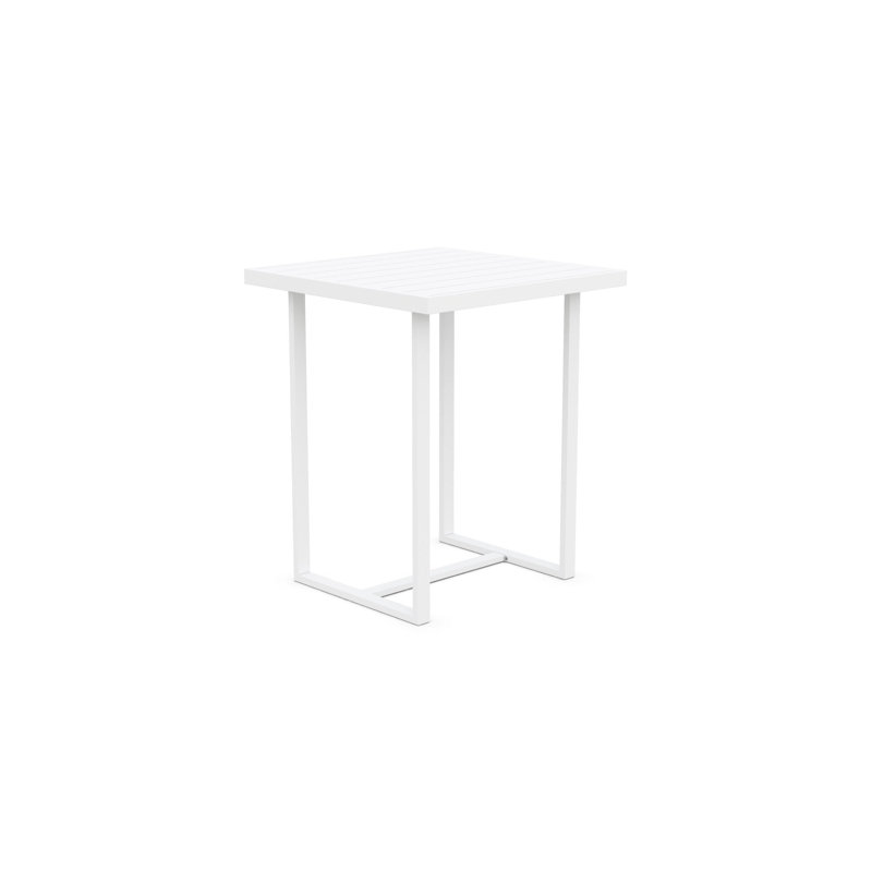 Pavia Power Coated Aluminum Bar Table, Matte White, 35.23" W x 35.23" L x  42.13" H