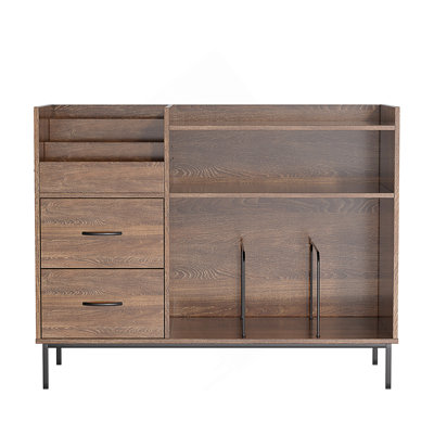 Support réglable pour tourne-disque avec tablettes, pouvant contenir plus de 350 vinyles, console multimédia avec tablette de haut-parleur et 2 tiroirs, meuble télé 27,6 pouces pour salon, chambre à coucher