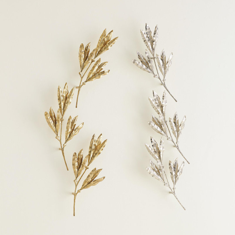 Mango Leaves Wall Decor, Silver