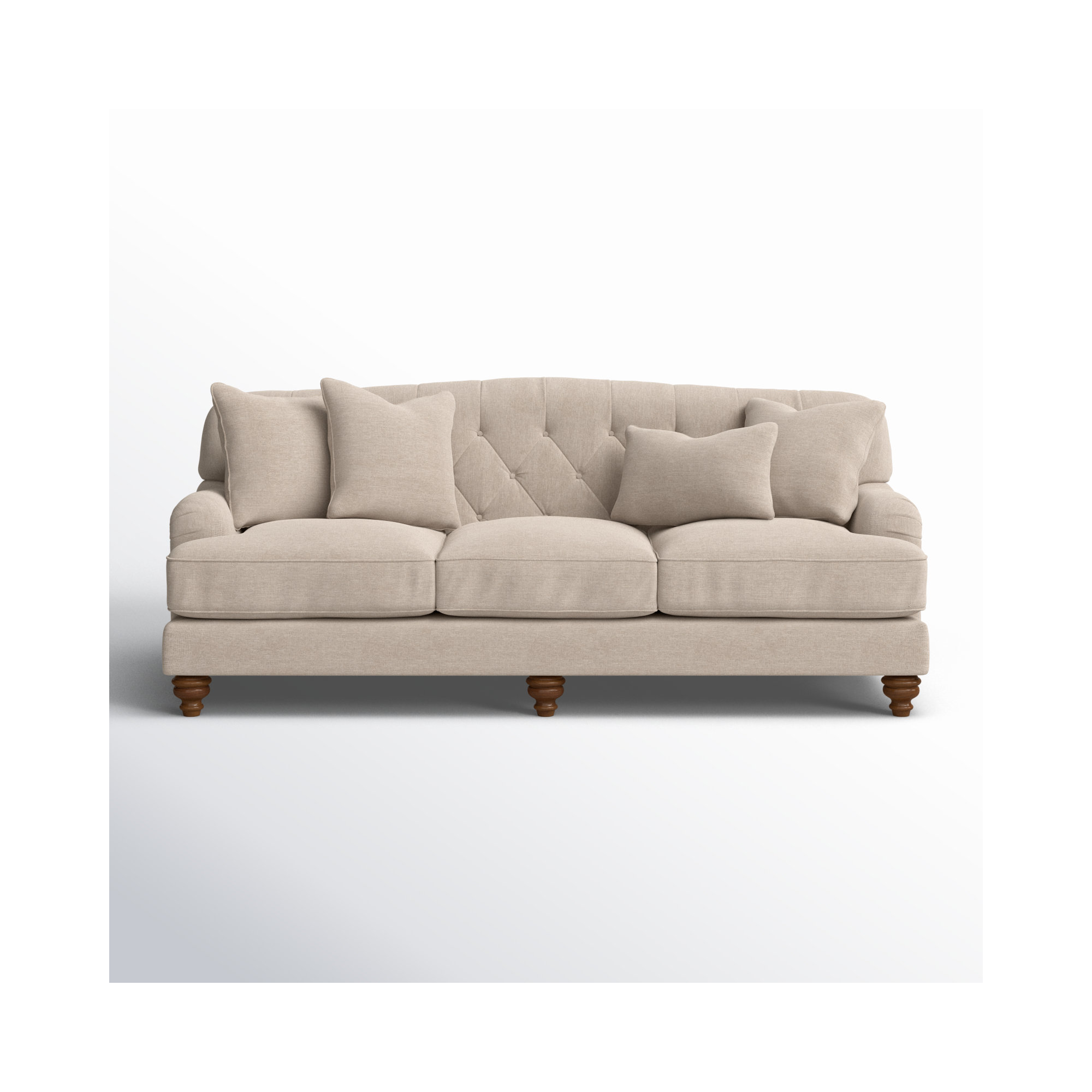 Sullivan 90'' Upholstered Sofa, Index 10 White Performance Twill, Yes, Pecan