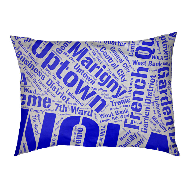 Coussin de chien « districts », Moyen (H 9,5 po x l 28 po x P 18 po), Bleu, Nouvelle-Orléans