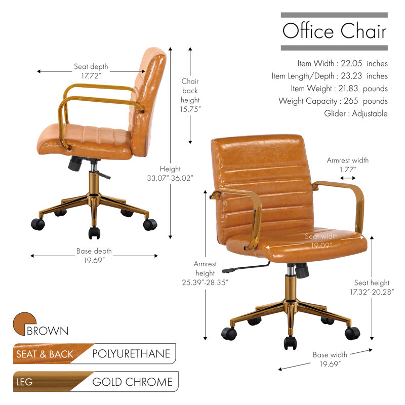 Chaise de travail Colson, Brun, 15.75