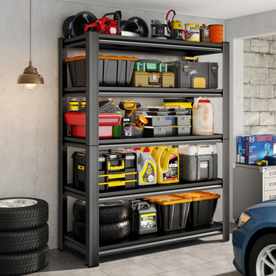 5 tablettes de rangement réglables à 5 niveaux pour le garage, pouvant contenir 2000 lb - Étagère utilitaire en métal robuste, idéale pour l'entrepôt, le garde-manger, le placard et la cuisine