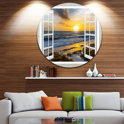 " Open Window To Bright Yellow Sunset "