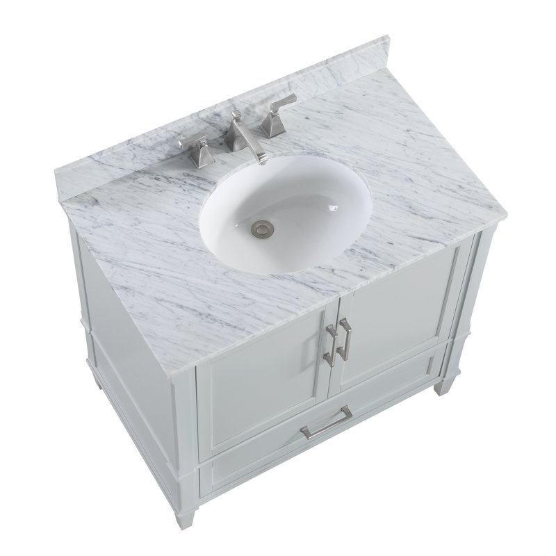 Montauk 36'' W Single Vanity, White Granite, Morning Fog Gray