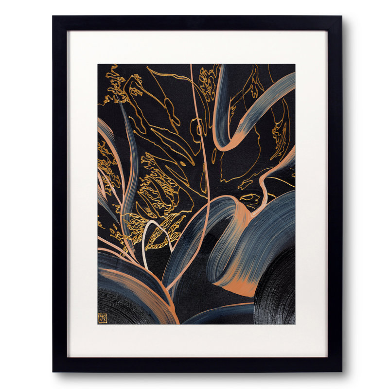Orris par Novi Lim - Peinture, H 21,2 po x l 17,2 po, Papier avec cadre noir