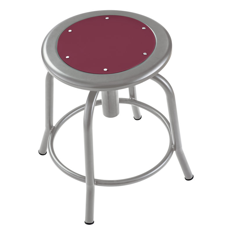 Tabouret de laboratoire à hauteur ajustable, Bourgogne, argent