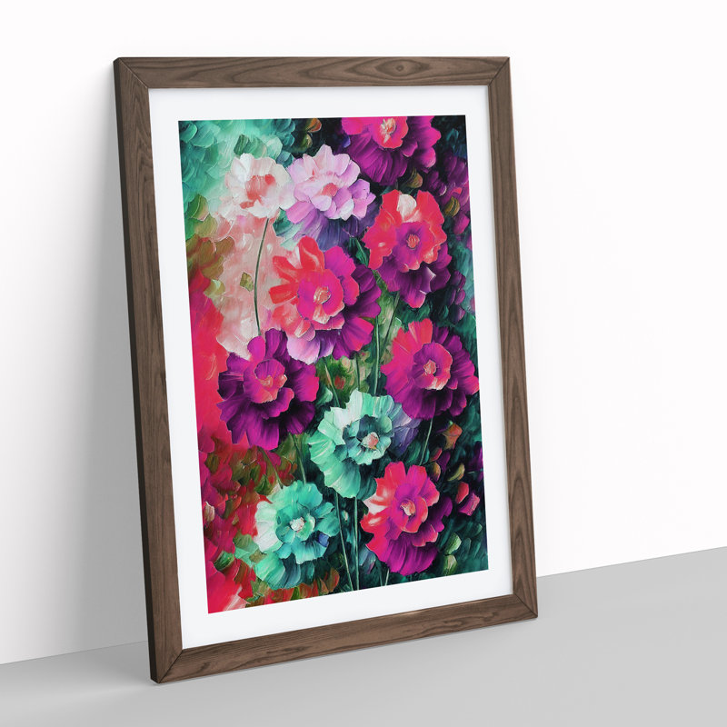 Bunch Of Flowers No.4 - Single Picture Frame Print, 34cm H x 25cm W x 2cm D, Walnut