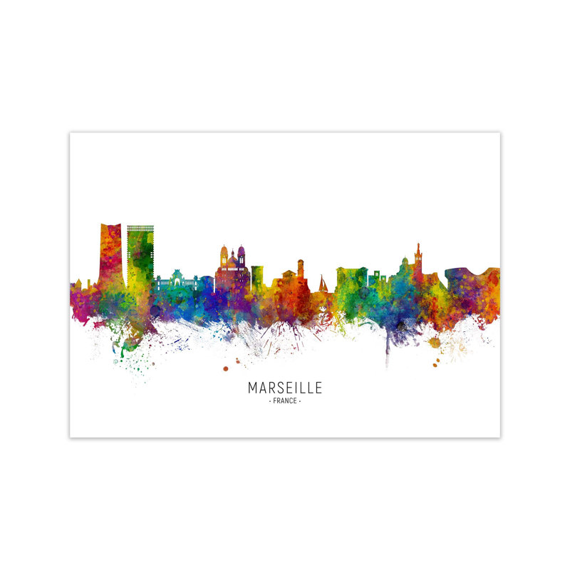 Marseille France Skyline by Michael Tompsett - Print, Unframed, 21cm H x 30cm W x 1cm D