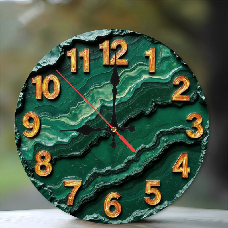 Horloge Malachite à chiffres dorés