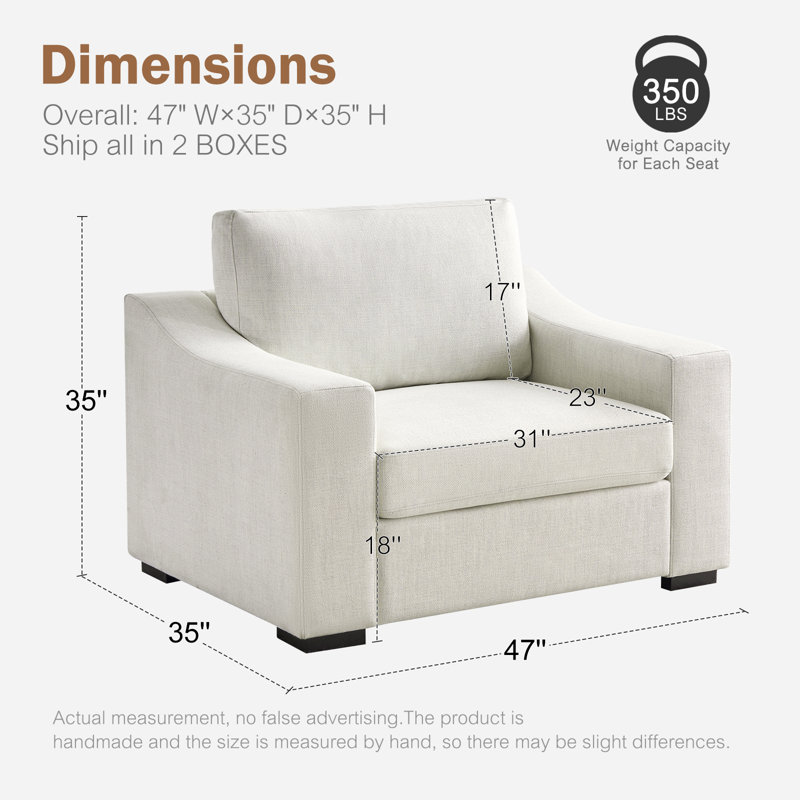 Stutsman Upholstered Chair And A Half, Ivory Polyester Blend