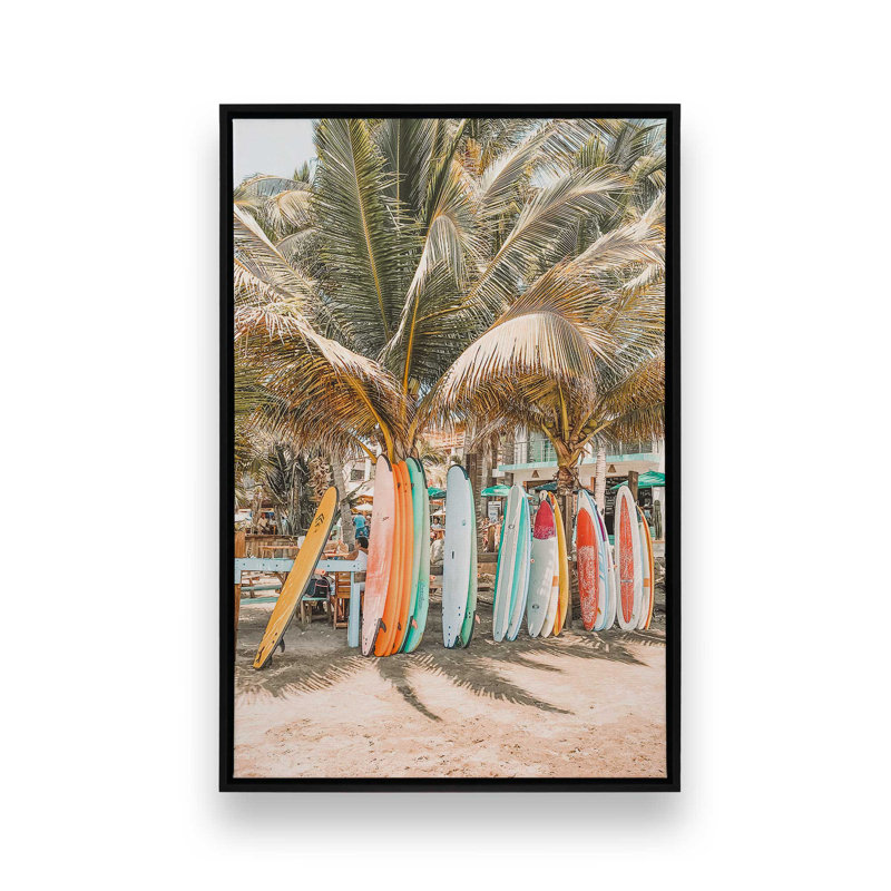 Surf's Paradise, reproduction sur toile, H 12,75 po x l 8,75 po x P 1,75 po, Cadre flottant noir satiné
