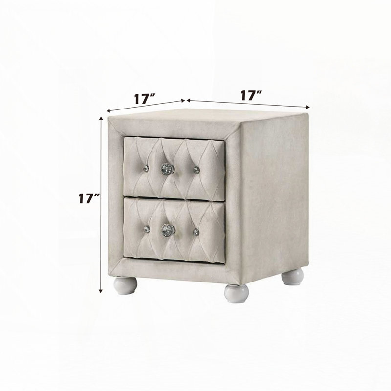 Table de chevet beige en tissu