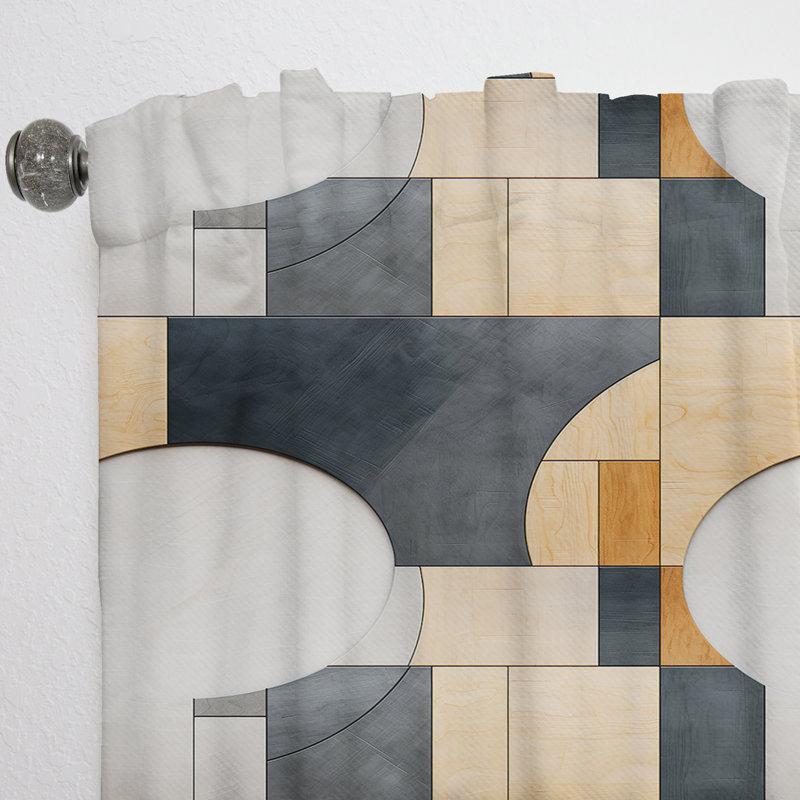 Industrial Zen Ii - Modern Curtain - Velvet Room Darkening - 1 Panel, 52" W x 108" L