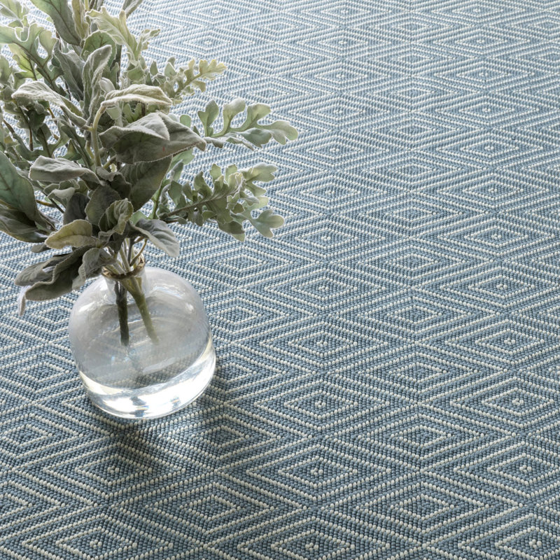 Diamond Handwoven Indoor/Outdoor Rug, Rectangle 2' x 3', Slate/Light Blue