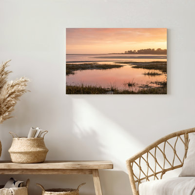 Art mural sur toile Gallery Wrap pour le salon, la chambre à coucher, le bureau ou le vestibule - décoration murale décorative avec marais coucher de soleil