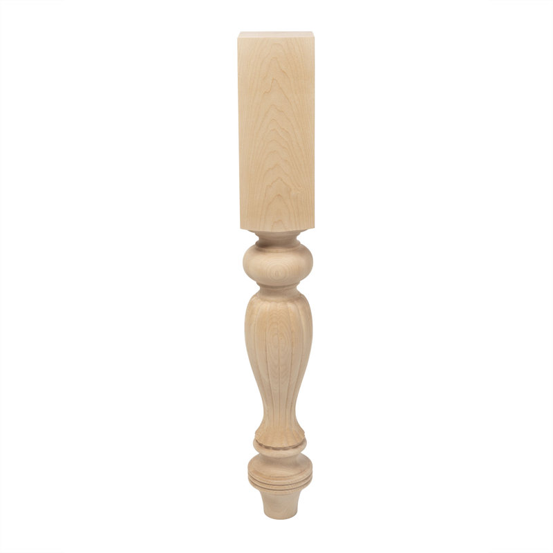 Unfinished Hard Maple French Kitchen Island Leg 35.25" High