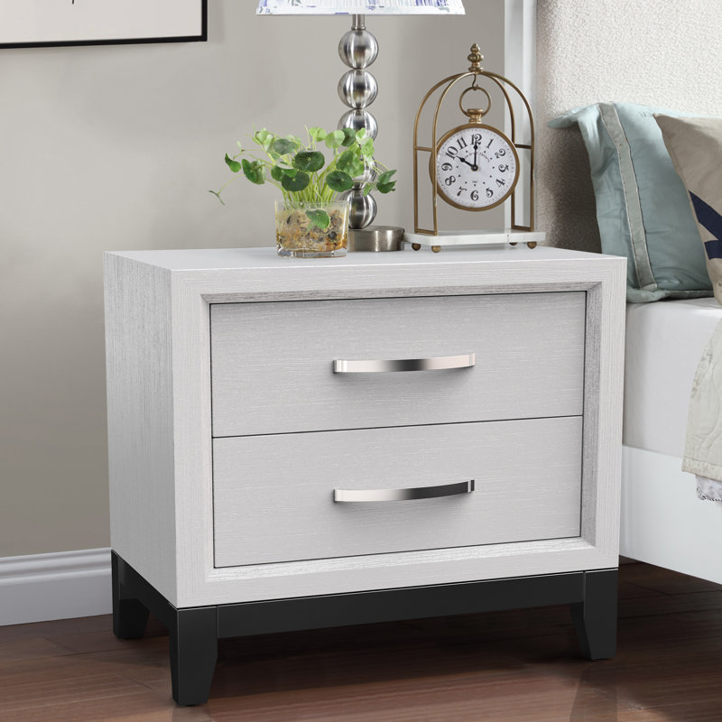 Modern 23" 2-Drawer Solid Wood Nightstand, White