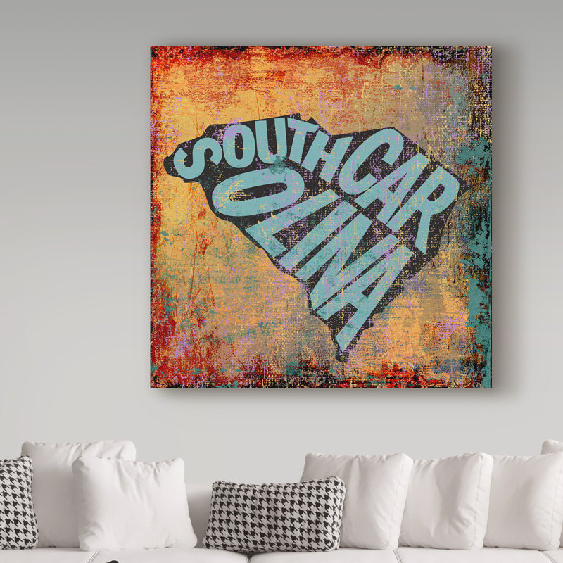 « south caroline », art textuel sur toile tendue, H 35 po x l 35 po x P 2 po