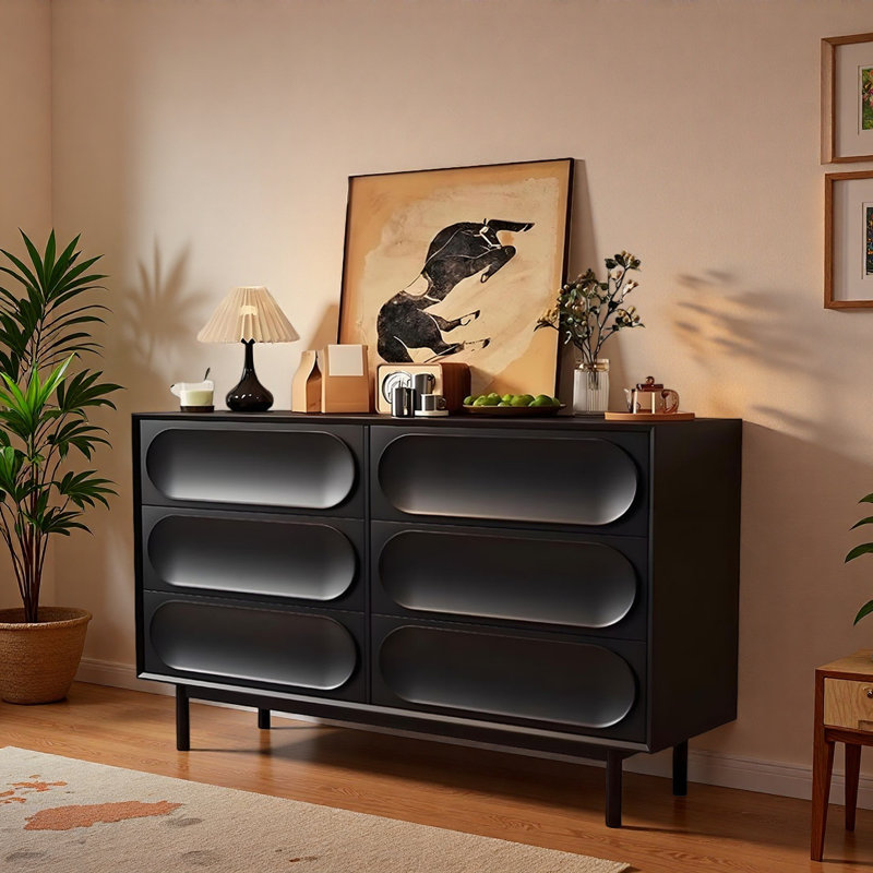Retro American Minimalist Sideboard, 35.43" H x 62.99" W x 15.75" D
