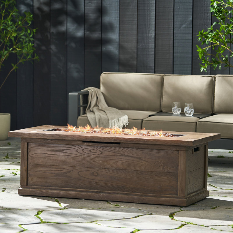 Foyer de table rectangulaire en bois MGO ANCHORAGE de 56 po - 50 000 BTU, Brun