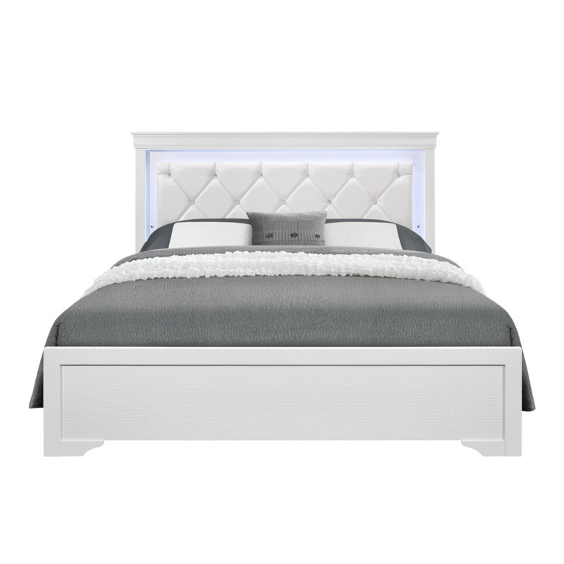 Lit King Shaker blanc avec DEL, Blanc
