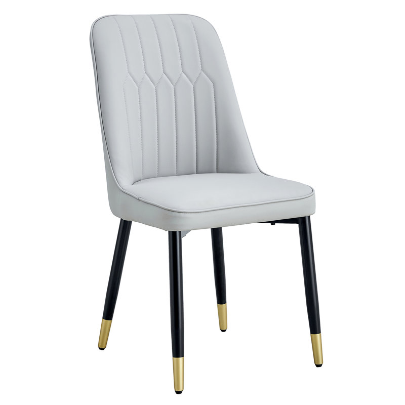 A Modern Dining Chair With Pu Leather Backrest And Metal Legs, Suitable For Kitchens, Bedrooms, And Offices, Light Gray, 2