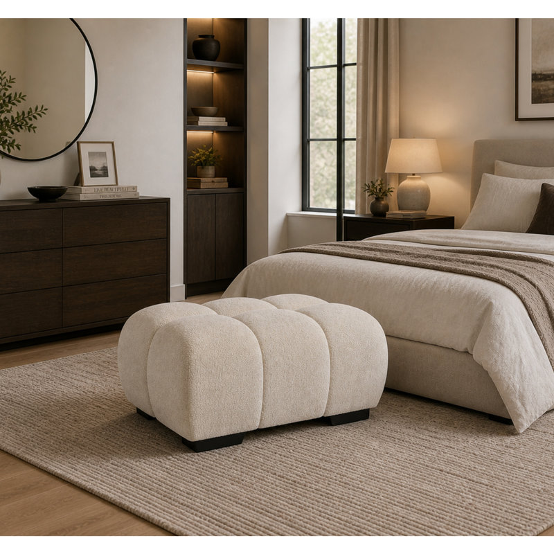  Repose-pieds capitonné Maren, beige, Beige