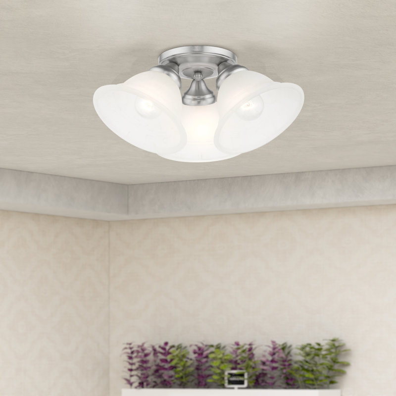 Owasso Glass Flush Mount, Painted Satin Nickel, Gray Marble